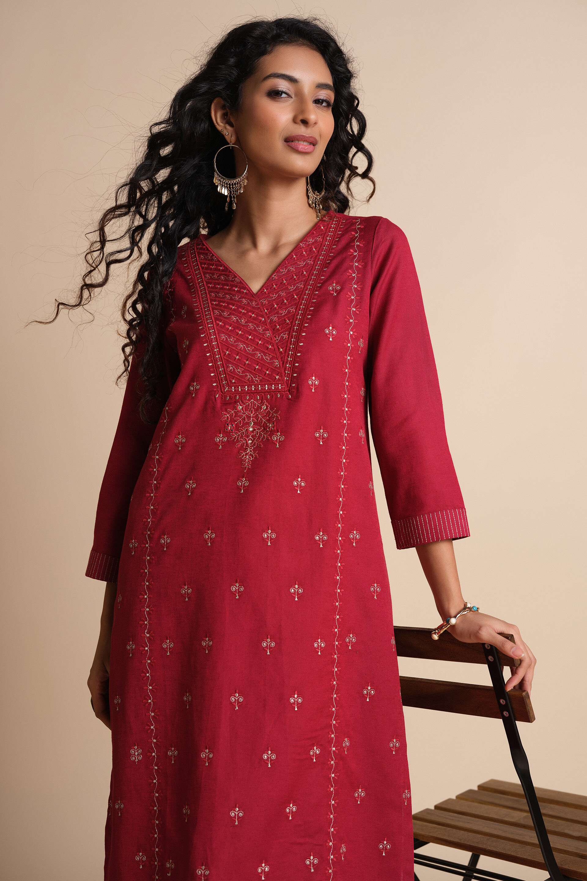Laal Lashkara Kurta, Red, image 2